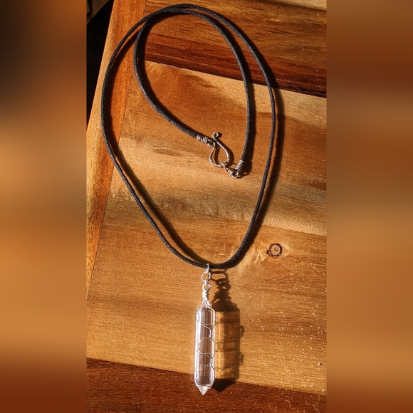 Healing Vogel Quartz Point Amulet Handmade Sterling Silver Basket Weave - Picture 3 of 16